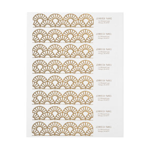 Gold Art Deco Fan Envelope-adreslabel