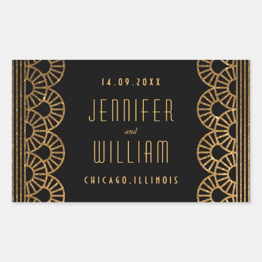 Gold Art Deco Gatsby Style Custom Wedding Sticker (Voorkant)