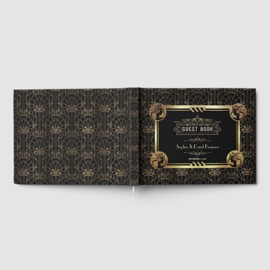 Gold Art Deco Geweldig gestrooid tegen de stijl v Gastenboek (Volledig)