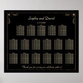 Gold Art Deco Great Gatsby Wedding Seating Chart Poster (Voorkant)