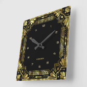 Gold Art Deco-Lijst Vierkante Klok (Hoek)
