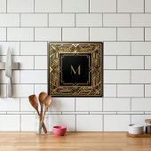 Gold Art Deco Monogram Black Personalized Luxury Tegeltje