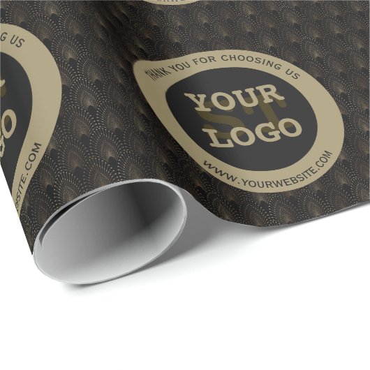  Gold Art Deco Monogram Cadeaupapier (Rol Hoek)