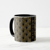 Gold Art Deco-patroon Mok (Voorkant links)