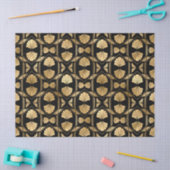 Gold Art Deco Shells op Black Decoupage Tissuepapier (Craft)