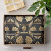 Gold Art Deco Shells op Black Decoupage Tissuepapier (Geschenk)