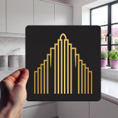 Gold Art Deco Skyscraper Silhouette Black Tile Tegeltje