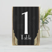 Gold Art Deco Stripe Table Number Kaart (Staand voorkant)