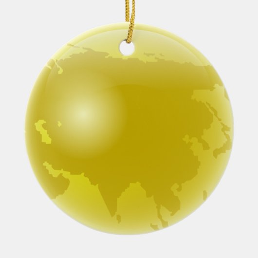 Gold Asia Wereldbol Keramisch Ornament (Voorkant)