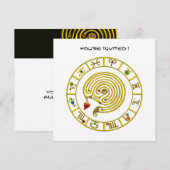GOLD ASTRAL LABYRINTH Zodiac Signs Chart White Kaart (Voorkant / Achterkant)