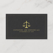 Gold Attorney Justice Scale Logo Zwart Leder Visitekaartje (Voorkant)
