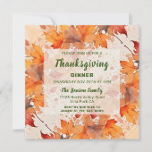 Gold Automne quitte Thanksgiving Diner Invitation (Devant)