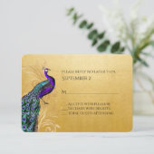 Gold avec Peacock Wedding carte RSVP (Debout devant)