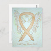 Gold Awareness Ribbon Angel - Aangepast Briefkaart (Voorkant / Achterkant)