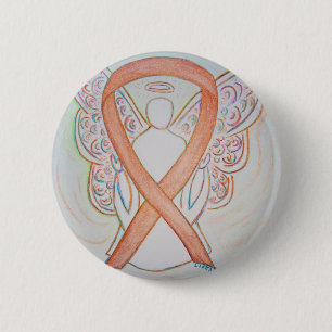 Gold Awareness Ribbon Angel Custom Art Button