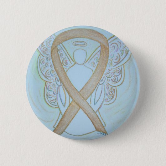 Gold Awareness Ribbon Angel Custom Art-Buttonnen Ronde Button 5,7 Cm (Voorkant)