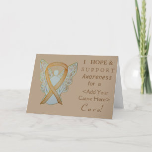 Gold Awareness Ribbon Custom Want Angel-kaarten Kaart