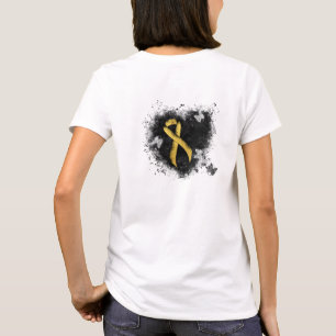 Gold Awareness Ribbon Grunge Heart T-shirt