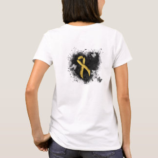 Gold Awareness Ribbon Grunge Heart T-shirt
