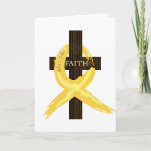Gold Awareness Ribbon on Cross Kaart