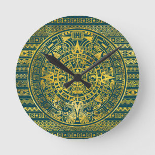 Gold Aztec Inca Mayan Calendar Ronde Klok