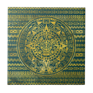 Gold Aztec Inca Mayan Calendar Tegeltje