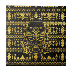Gold Aztec Inca Mayan Masker Tegeltje