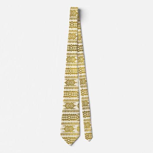 Gold Aztec Peruvian Tribal Pattern Stropdas (Voorkant)