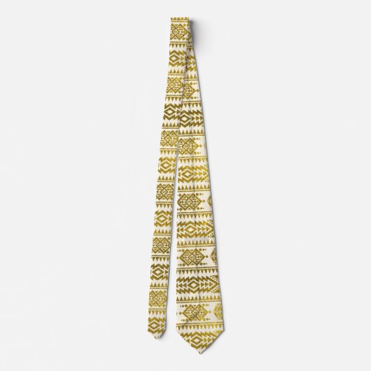 Gold Aztec Peruvian Tribal Pattern Stropdas (Achterkant)