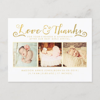 Gold Baby Faire-part de naissance Sip & Voir carte