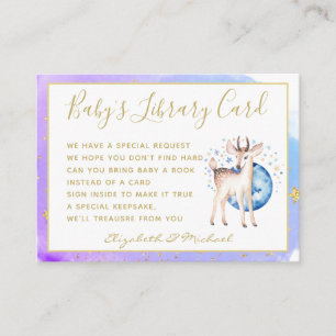 Gold Baby Library Book Request Twinkle Star Deer Informatiekaartje