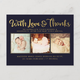 Gold Baby Sip en Zie Briefkaart Photo Template