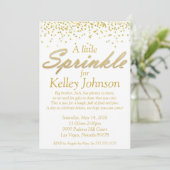 Gold Baby Sprinkle Shower Uitnodigen Kaart (Staand voorkant)
