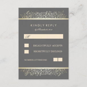 Gold Baby's Breath Chic Frame Wedding Cartes RSVP