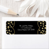 Gold Baby's Breath Floral Elegant Black Wedding Etiket (Insitu)