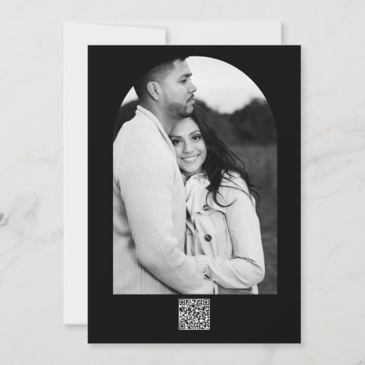 Gold Baby's Breath Floral Elegant Black Wedding Kaart (Achterkant)