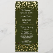 Gold Baby's Breath Floral Olive Trouwprogramma Programma (Voorkant)
