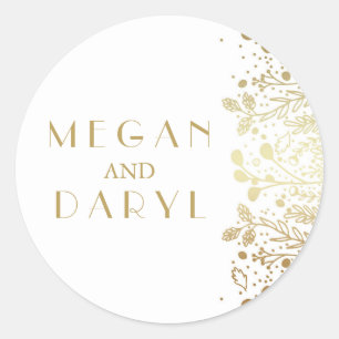 Gold Baby's Breath Florals Bruiloft Ronde Sticker