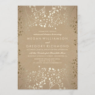 Gold Baby's Breath Kraft Rehearsal Dinner Kaart