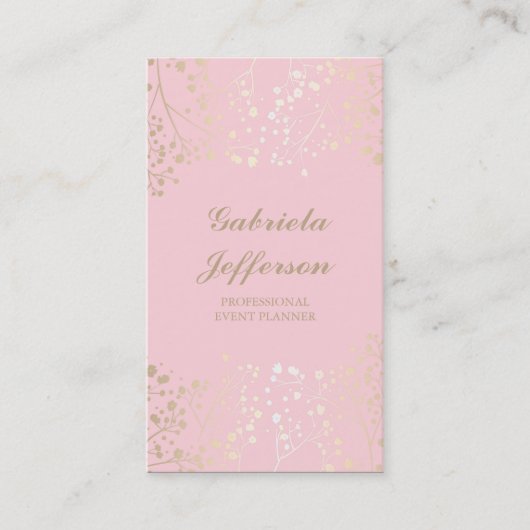 Gold Baby's Breath Pink  Elegant Visitekaartje (Voorkant)