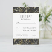 Gold Baby's Breath Roses mariage RSVP Cartes (Debout devant)
