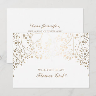 Gold Baby's Breath Wedding Bloemenmeisje Kaart