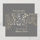 Gold Baby's Breath Wedding Bloemenmeisje Kaart (Voorkant / Achterkant)