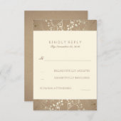 Gold Baby's Breath Wedding RSVP Kaarten (Voorkant / Achterkant)