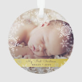 Gold Baby's eerste kerstfoto Foto Ornament (achterkant)