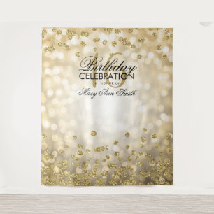 Gold Backdrop Sweet 16 lampjes Confetti Wandkleed