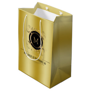 Gold Background met Gold en Black Lijst Medium Cadeauzakje