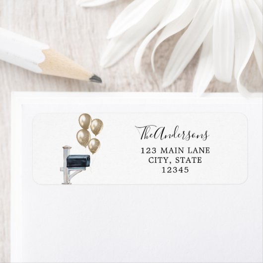 Gold-ballonnen in postbus etiket (Insitu)