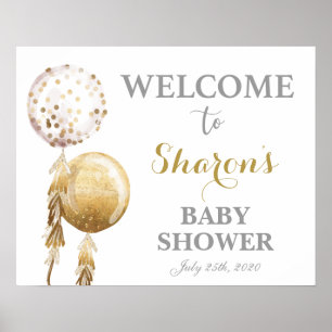 Gold ballons baby shower welkomstbord poster