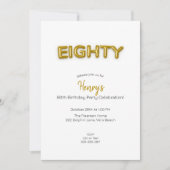 Gold Balloon 80th Birthday Photo Invitation (Devant)